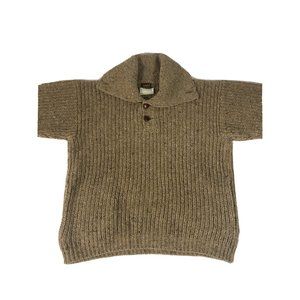 Vintage Eddie Bauer Tan Tweed Rib Knit Sweater Made in Ireland Size Mens Large